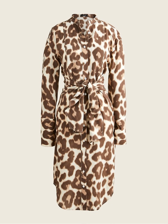 J. Crew Dresses & Skirts - J. Crew Tie-Front Silk Shirt-Dress In Dusty Leopard
